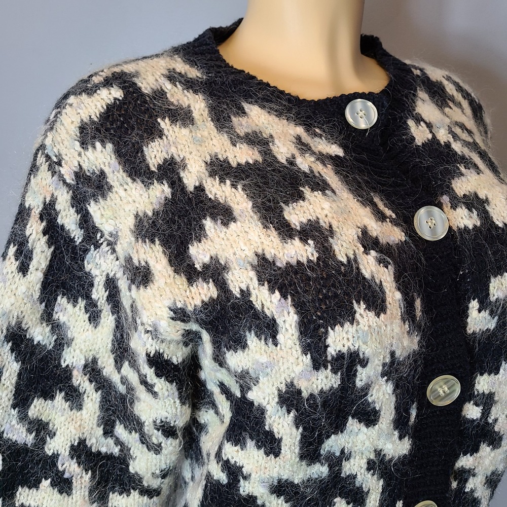 Vintage Mohair Wool Cardigan Women Size Small Retro Shaggy 1980s 90s Multi - Picture 4 of 12